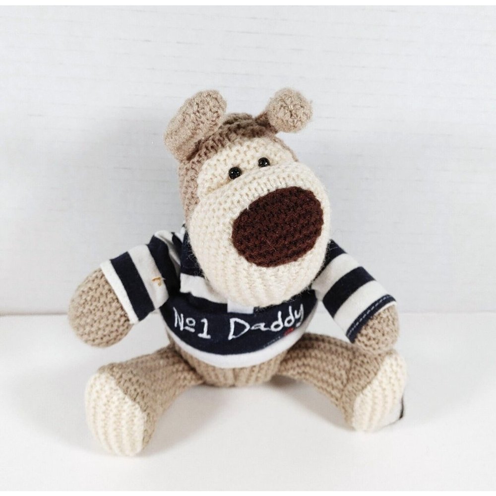 Boofle Knitted Dog Puppy No. 1 Daddy Shirt  Plush 8" Stuffed Animal
